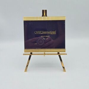 Vintage Carr International Brass Easel Photo Frame 3.5x5 Solid Heavy 7" Tall